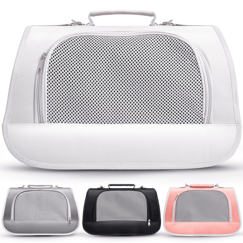 Vertical-Pro small pet carrier travel bag beige with secure, travel-ready design.