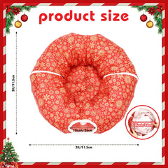 Vertintong cat tunnel bed red base with gold snowflakes boosts holiday ambience.