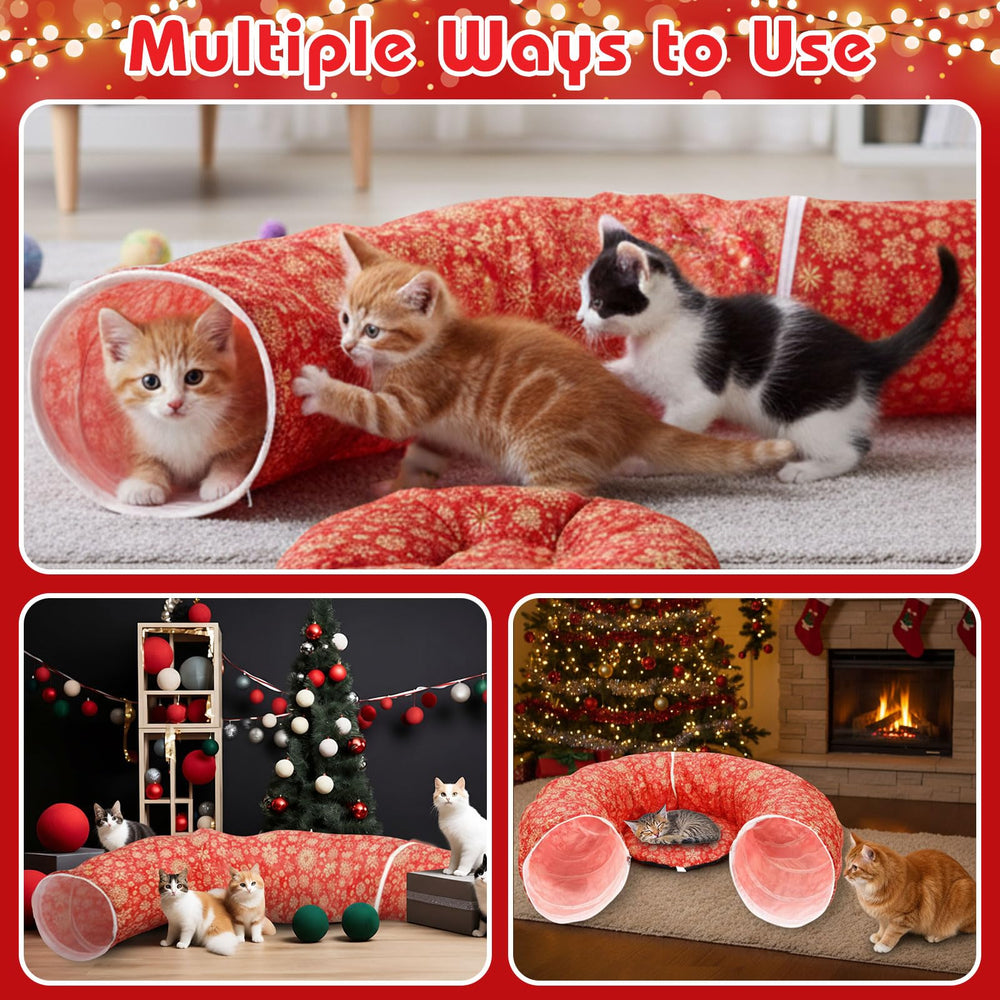 Vertintong donut-style circular tunnel provides roomy hideaway for cats.