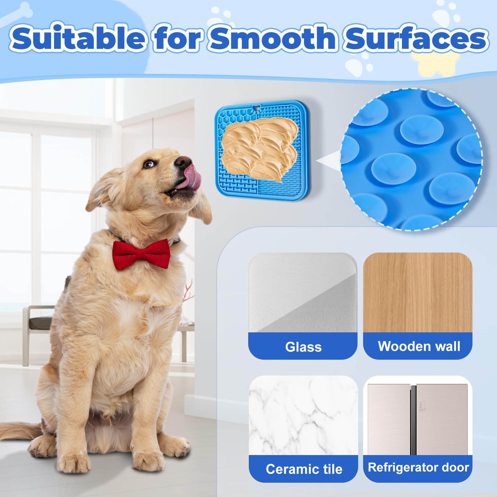 Verwohnt lick mat is freezer-safe for cold snack options.