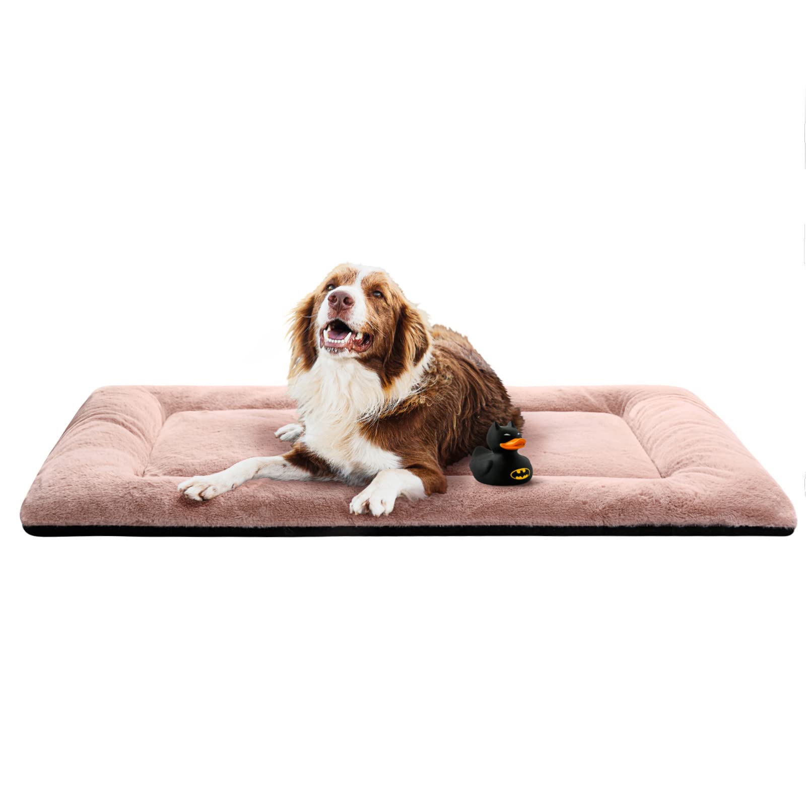 VERZEY crate pad ultra-soft pink surface for cozy large-dog sleep.
