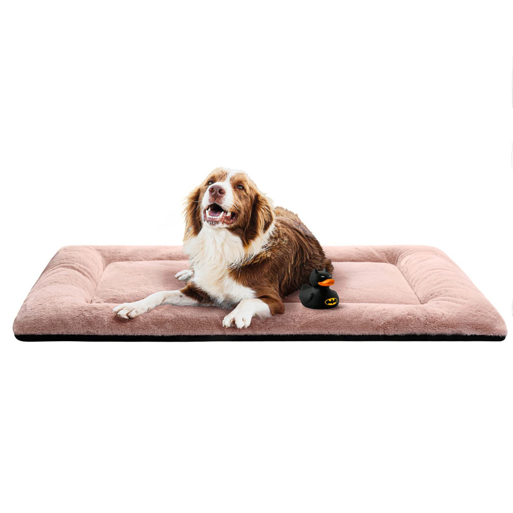 VERZEY crate pad ultra-soft pink surface for cozy large-dog sleep.