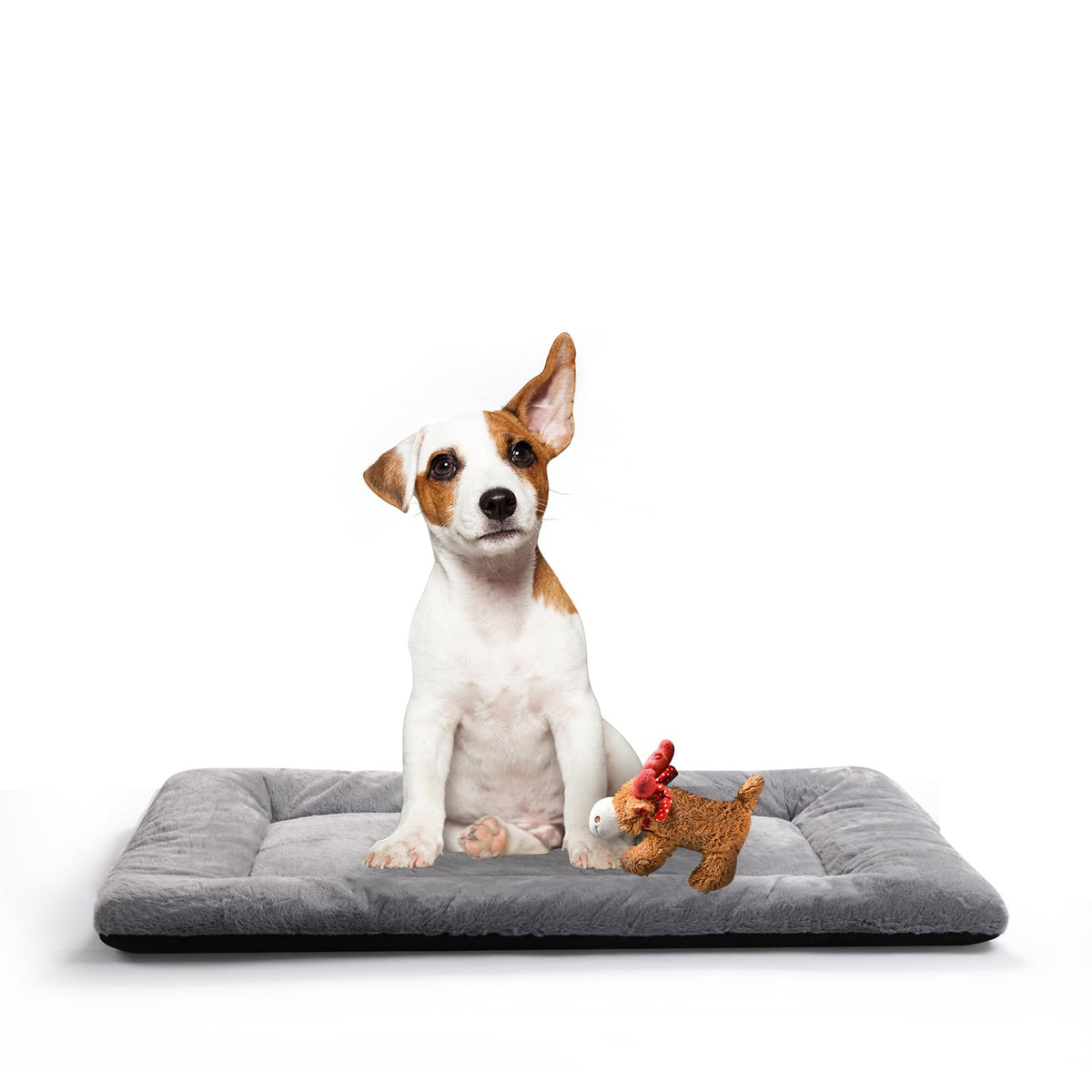 VERZEY dog bed crate pad gray 30in top view offers a cozy crate resting space.