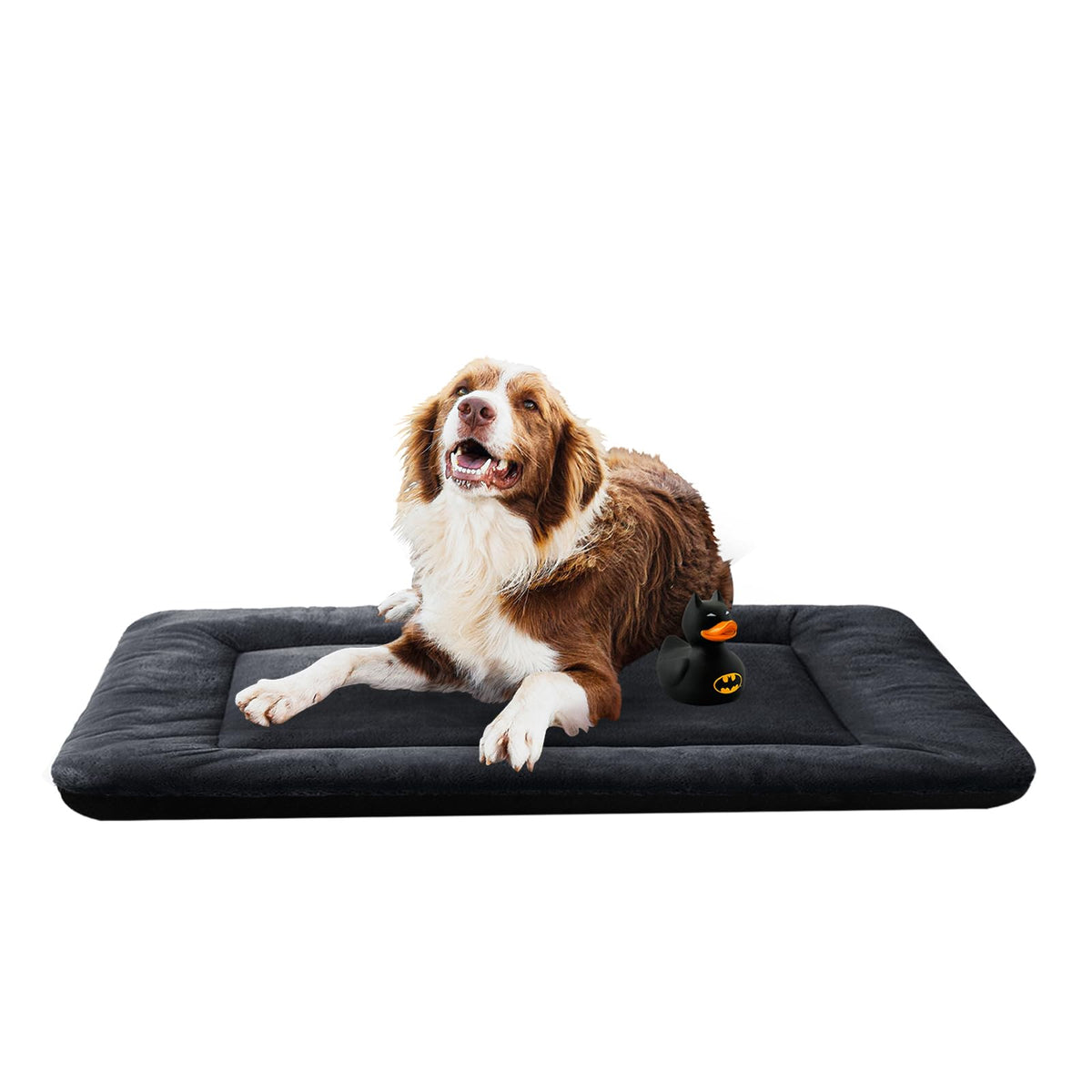 VERZEY dog bed crate pad ultra-soft faux fur for cozy sleep.