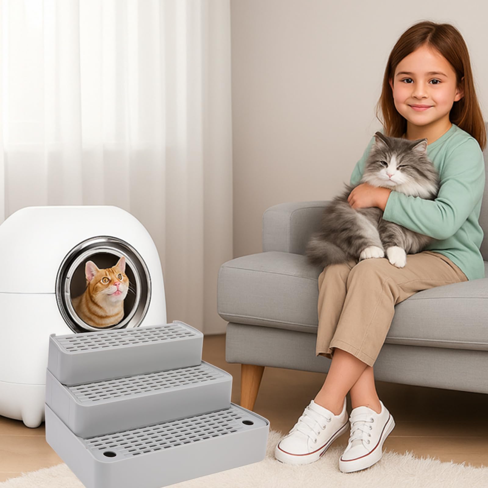 Vesici litter ramp dimensions 14.2x11x7.5 inches fit most litter boxes