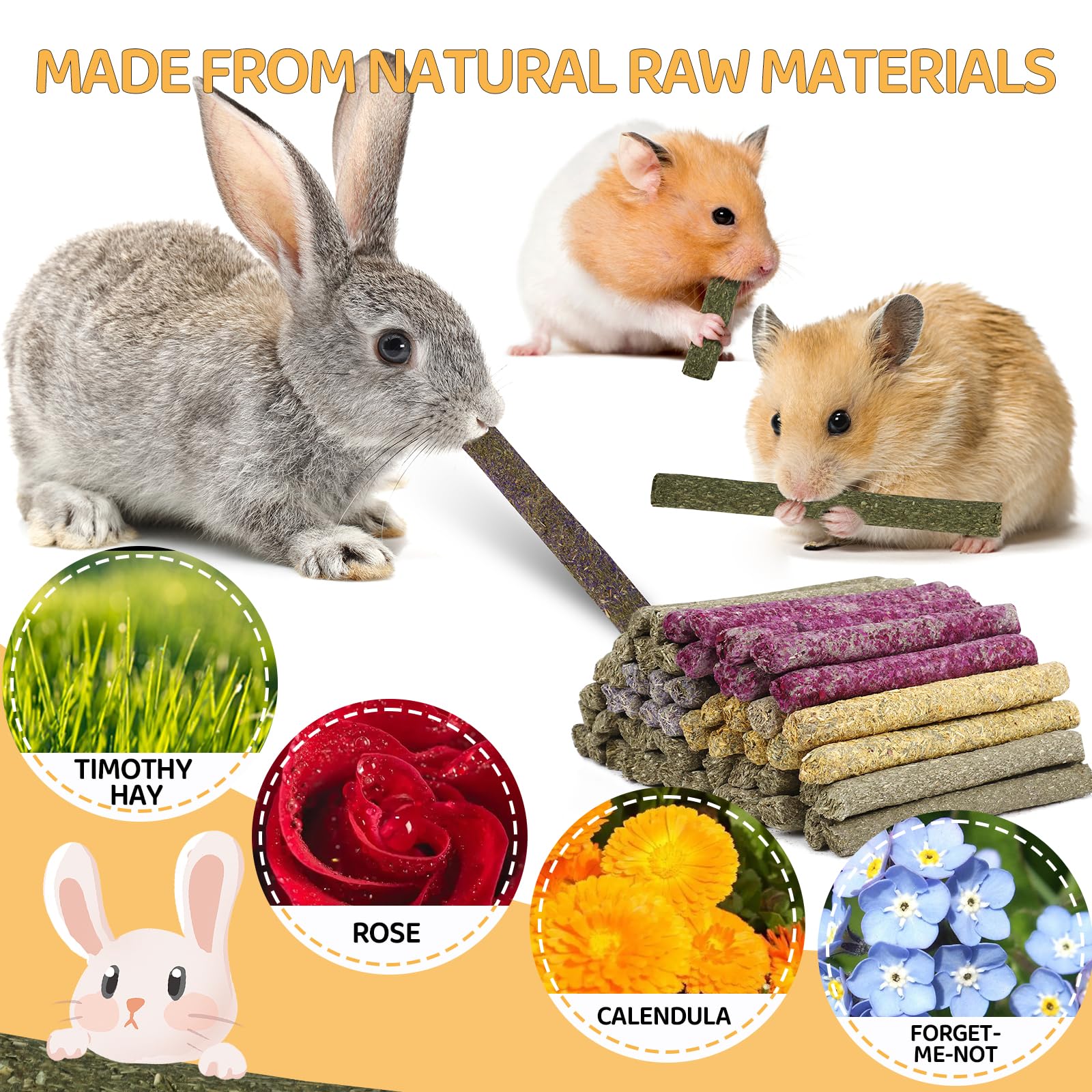 VESPRO forget-me-not hay sticks close-up with blue flowers for mental stimulation.