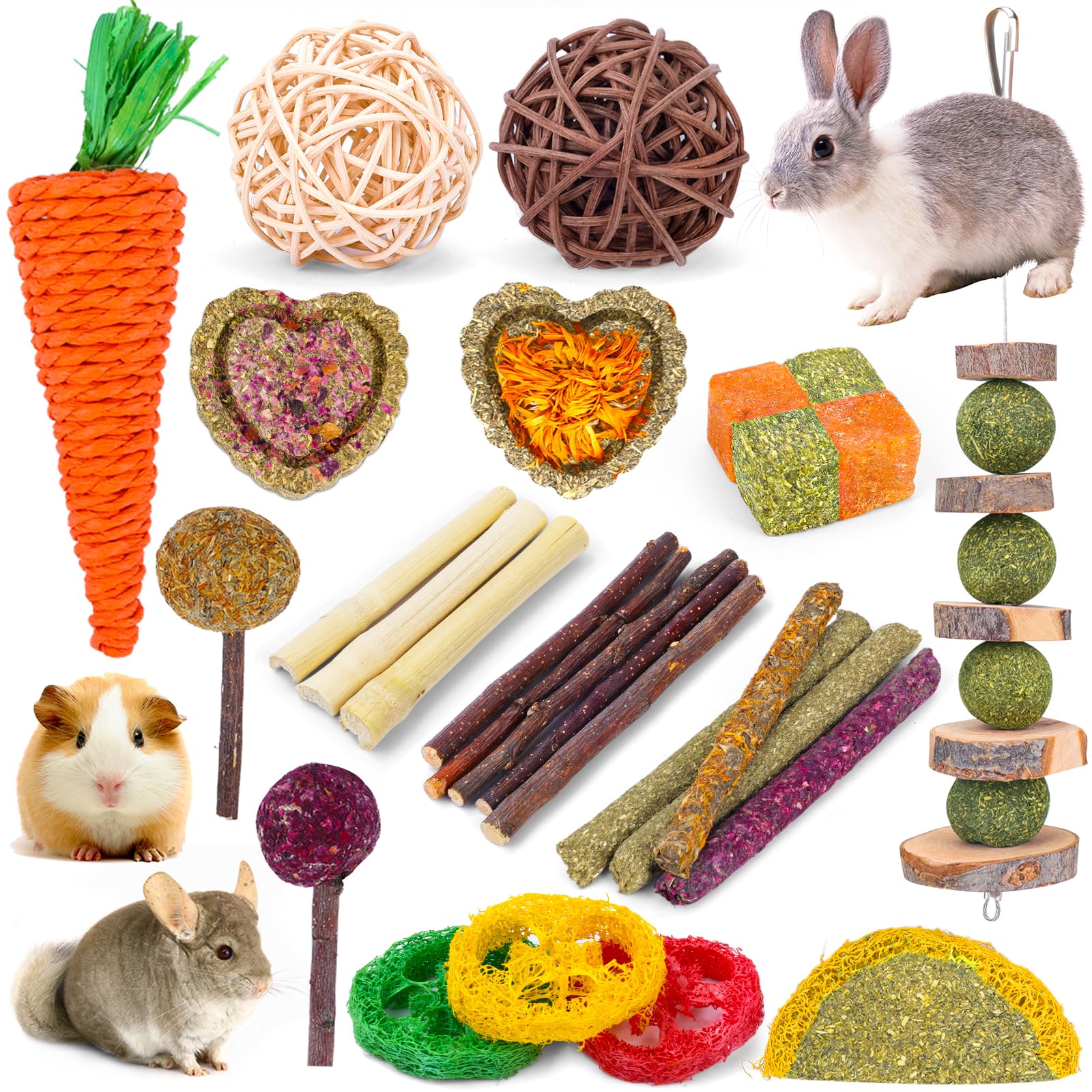 VESPRO rabbit-toy-heart-grass-cakes offer dental enrichment and tasty nibble play