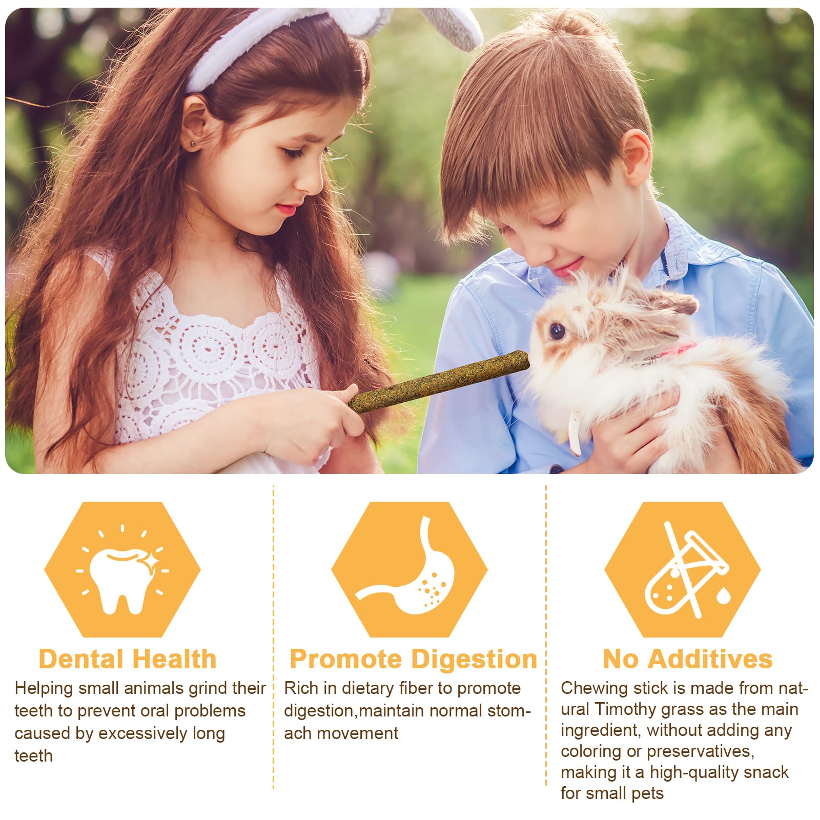 VESPRO rose hay sticks close-up showing vibrant petals for interactive nibbling.