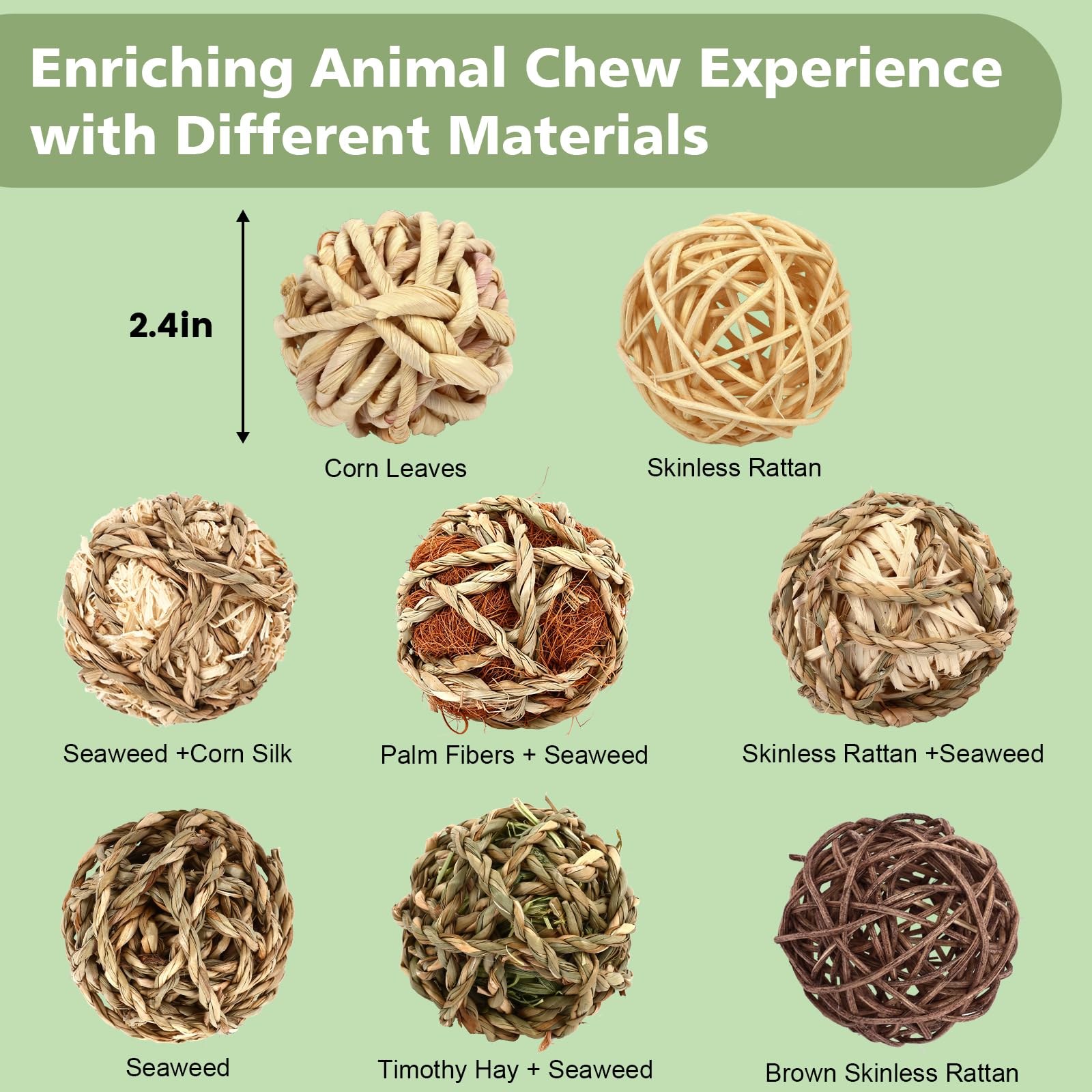 VESPRO Skinless Rattan Ball shown for safe, interactive gnawing and exploration.