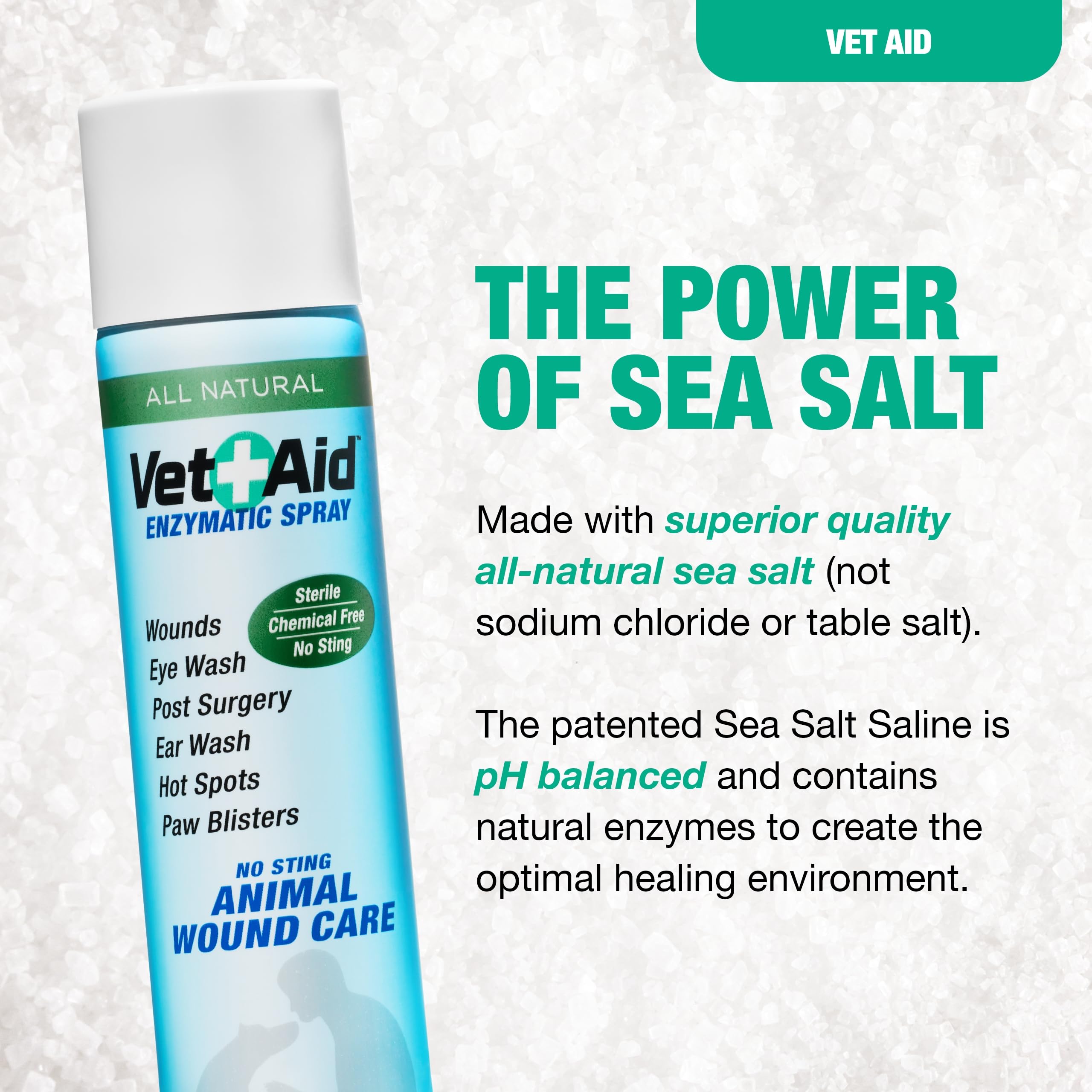 Vet Aid dog paw wound care spray during home treatment.