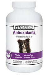 Vet Classics antioxidants bottle shows USA-made label signals reliable daily support.
