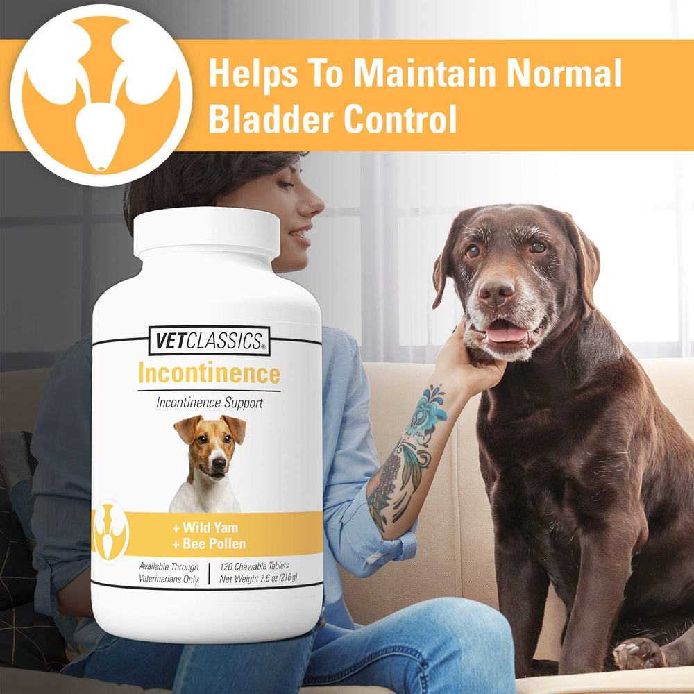 Vet Classics packaging box showcases botanicals and phytoestrogens for holistic bladder function support.