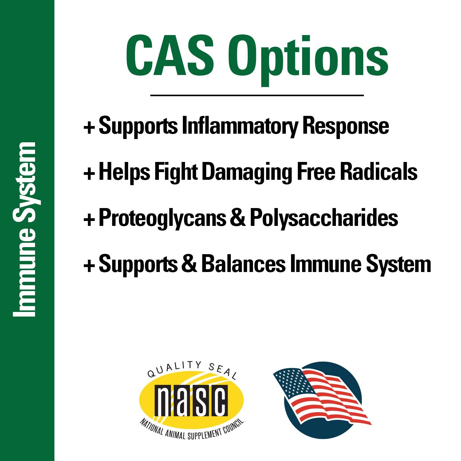 Vet Classics CAS Options mushrooms-based formula featuring maitake, shiitake, turkey tail ingredients