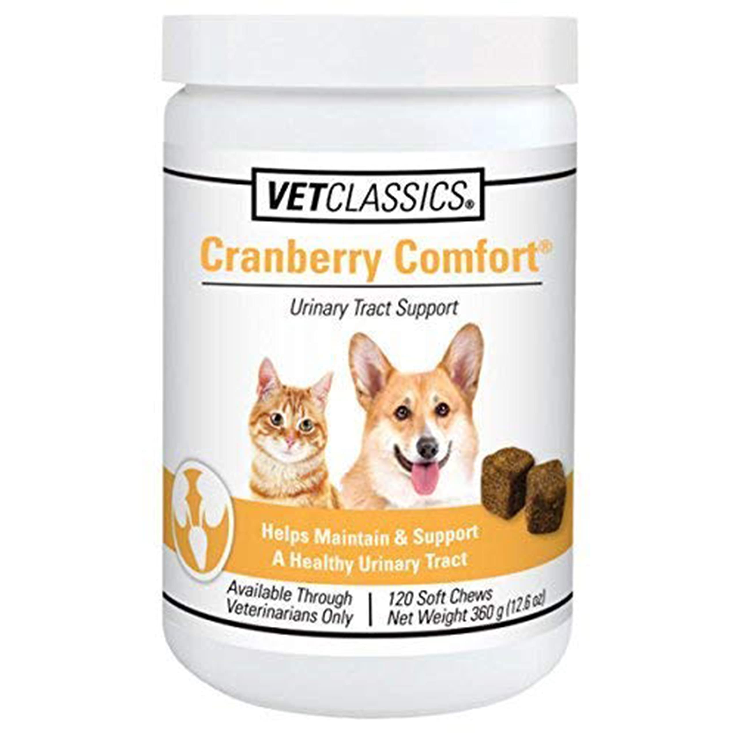 Vet Classics Cranberry Comfort bottle—potential bladder support for dogs and cats.