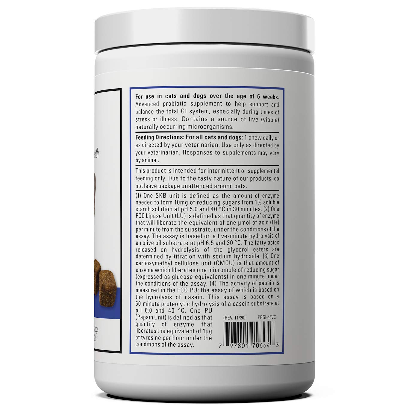 Vet Classics Protegrity bottle closeup highlighting premium GI probiotics for pets.