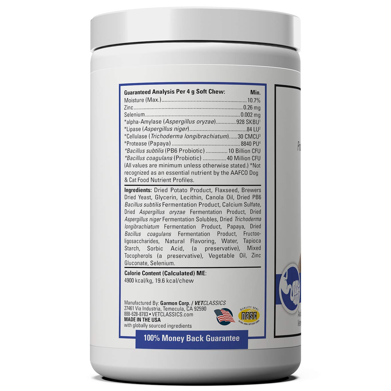 Vet Classics Protegrity cat probiotics soft chews supporting GI health during stress.
