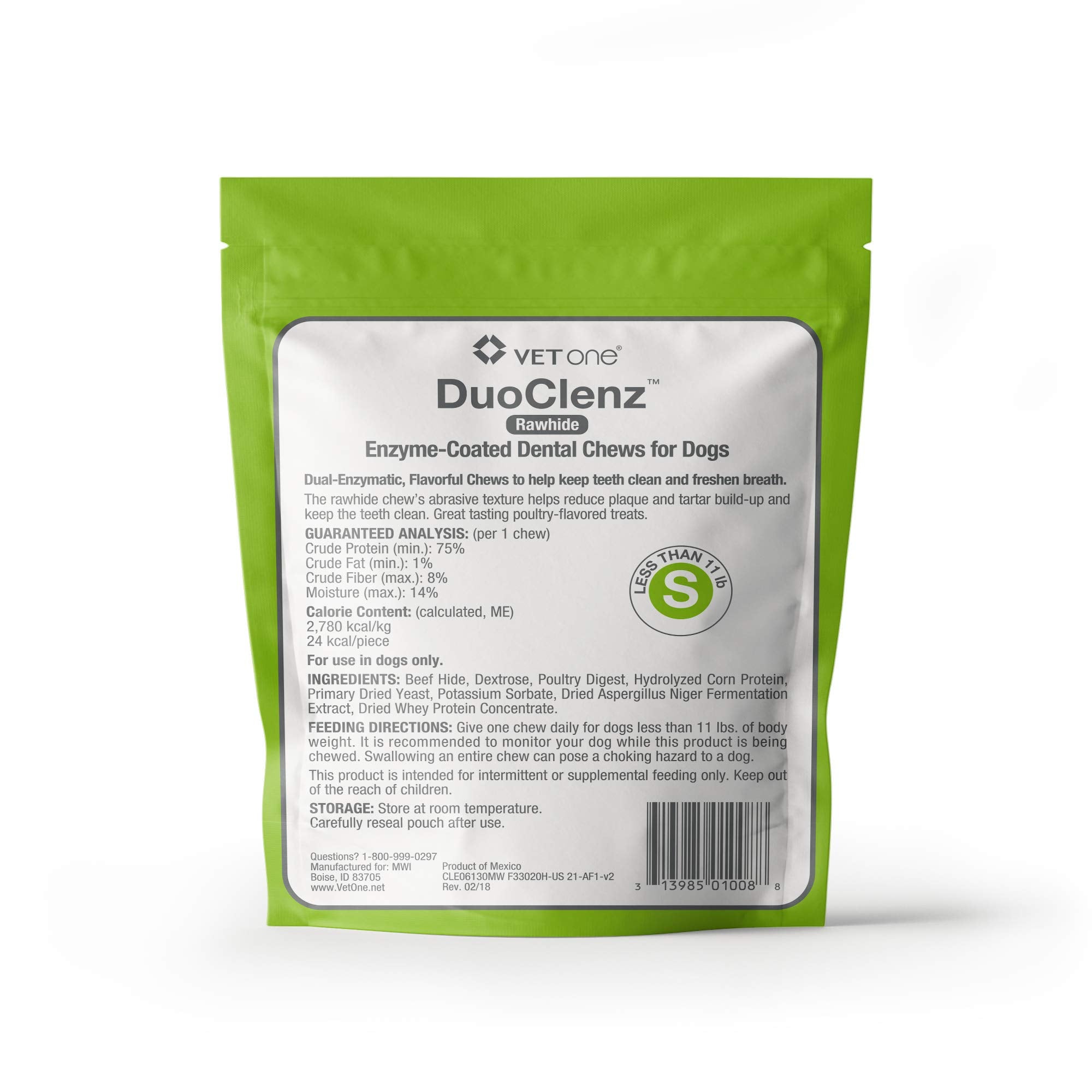 Vet One DuoClenz chews texture closeup shows abrasive surface aiding oral cleaning.
