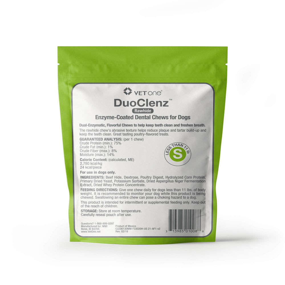 Vet One DuoClenz chews texture closeup shows abrasive surface aiding oral cleaning.