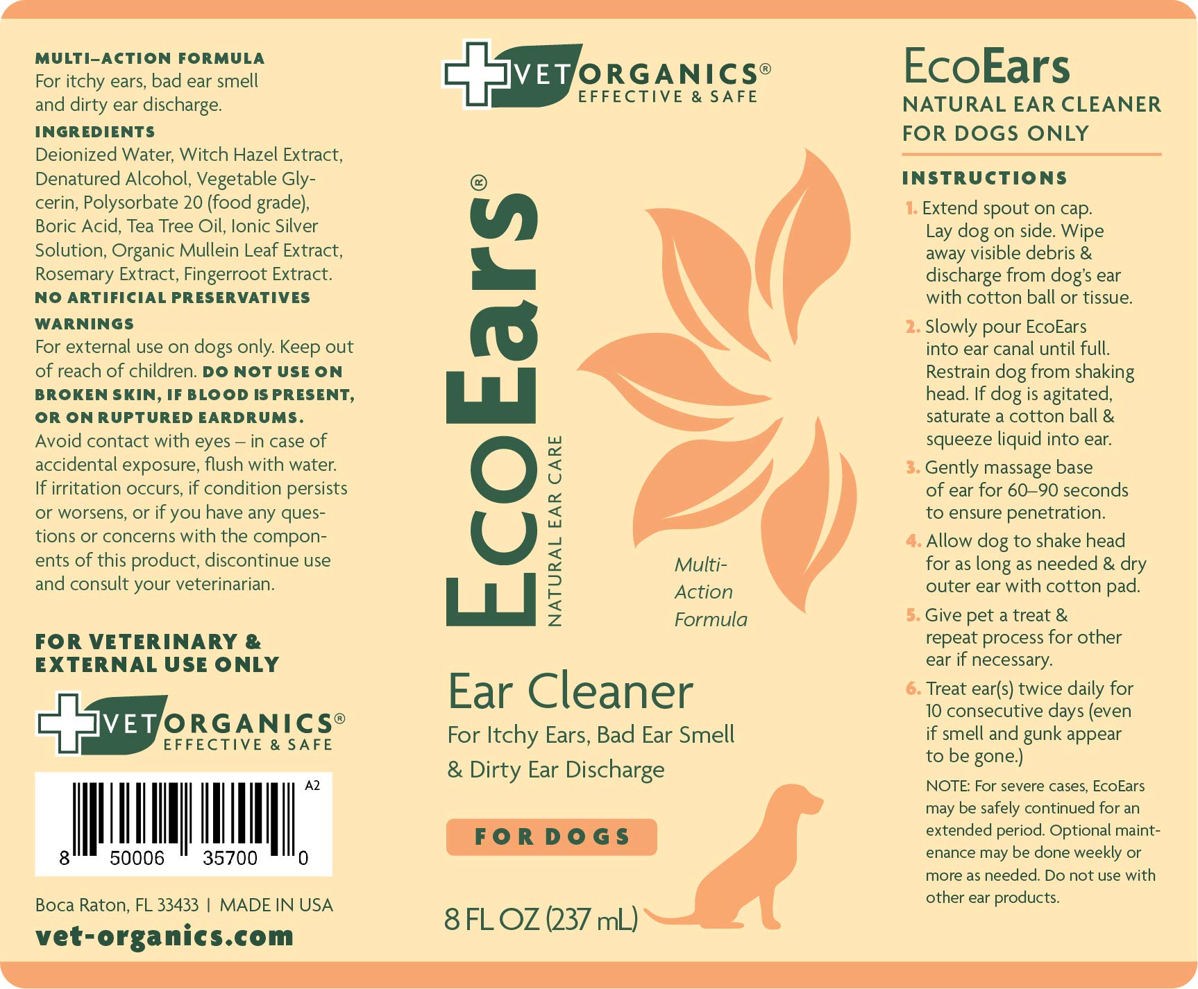 Vet Organics EcoEars after-cleaning ears appear refreshed and clean
