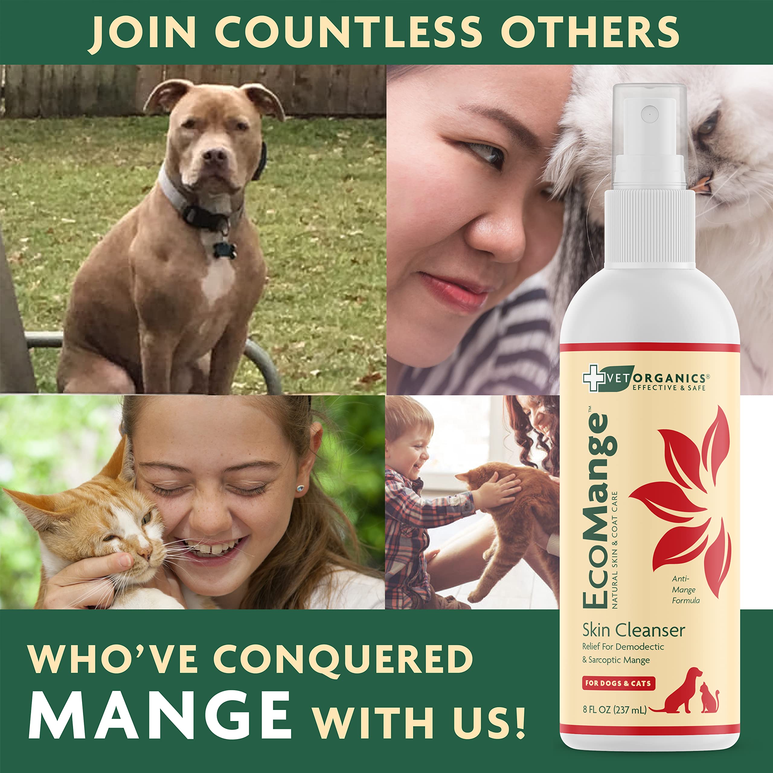 Vet Organics EcoMange easy-application spray makes routine care convenient.