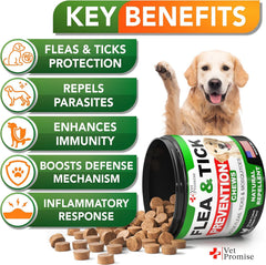 Vet Promise dog chews close-up highlighting natural ingredients for safe pest prevention