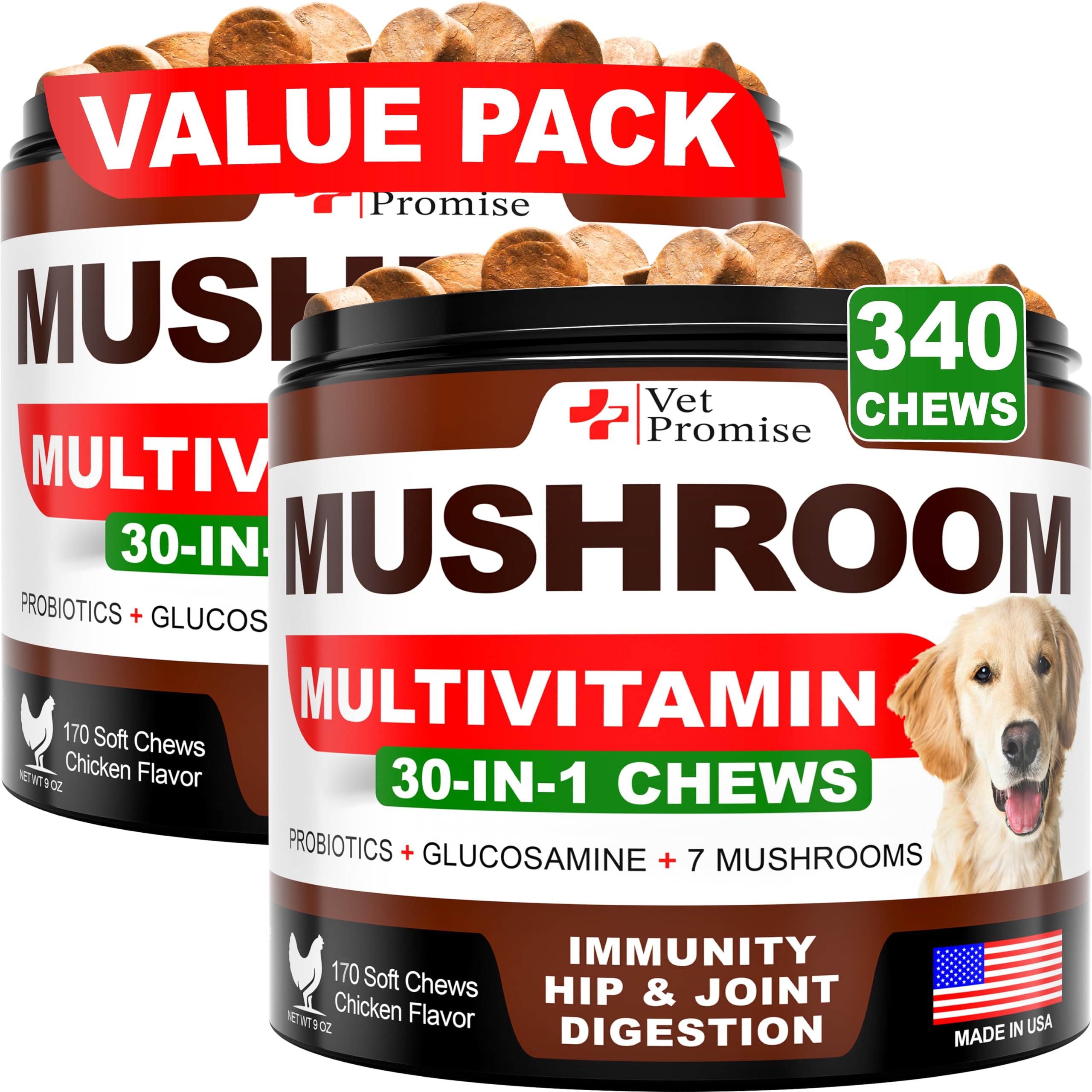 Vet Promise Mushroom for Dogs image featuring Turkey Tail, immune-support chews for daily wellness