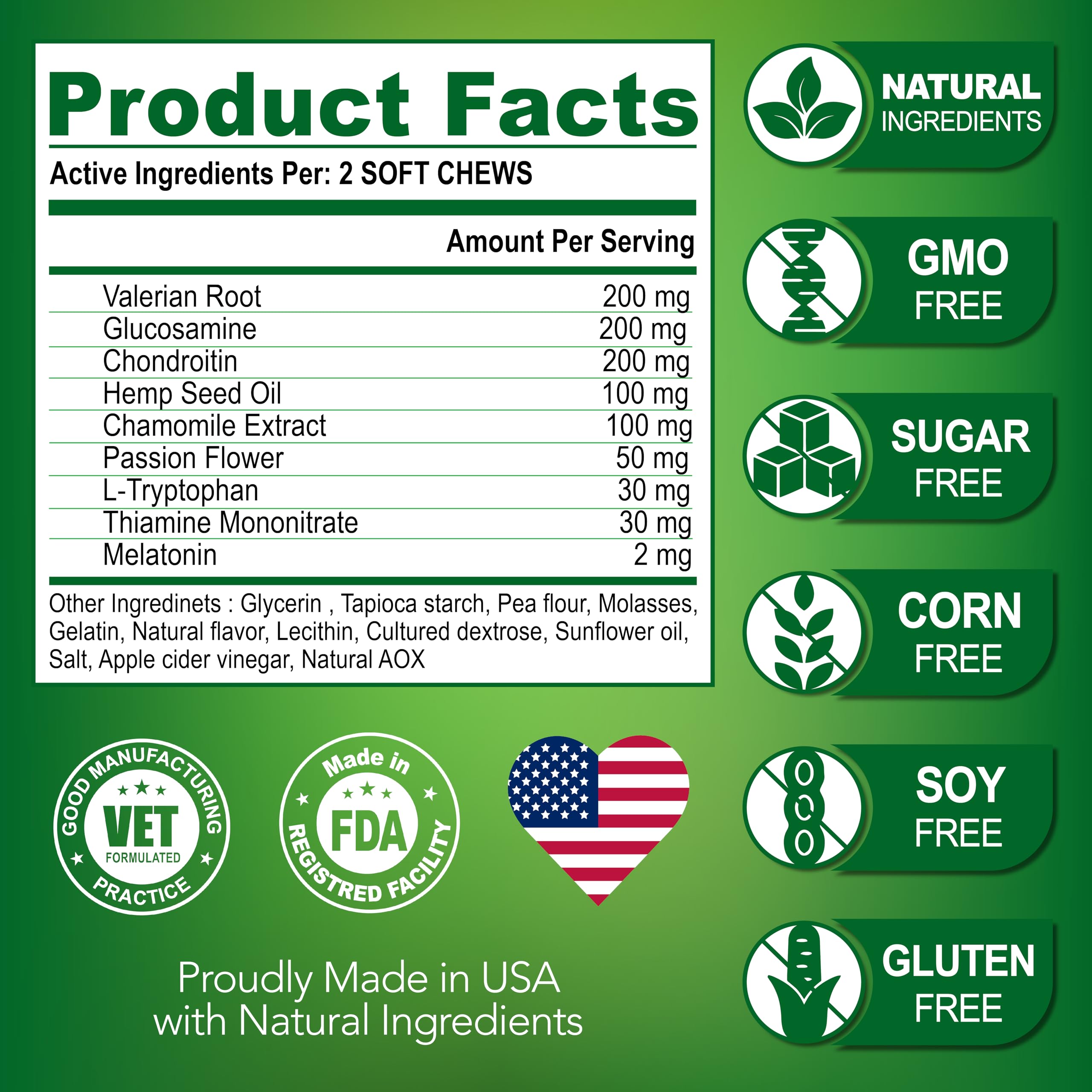 Vet Promise hemp calming chews support hip and joint health in dogs.