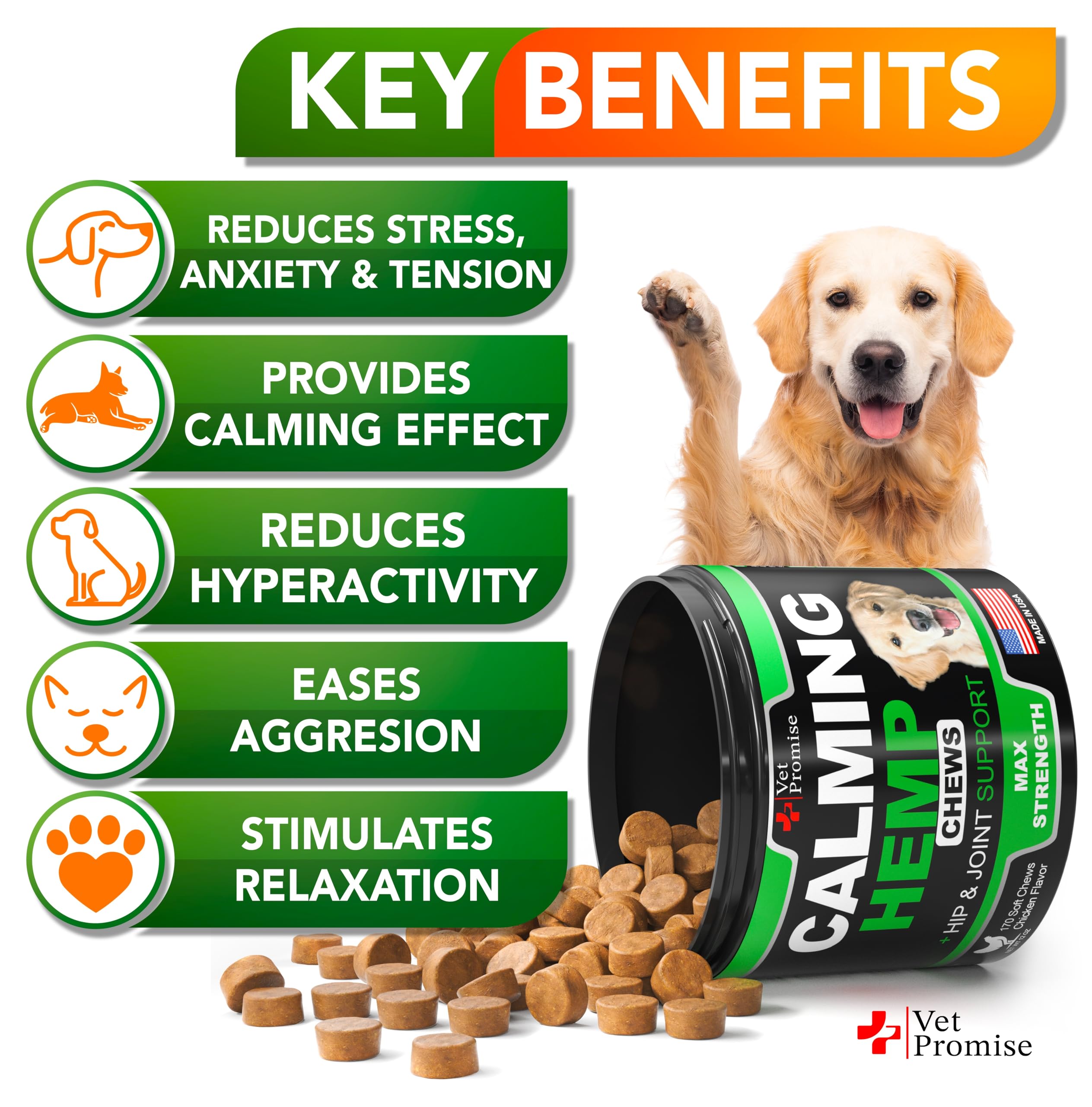 Vet Promise chews with valerian root for natural dog anxiety relief.