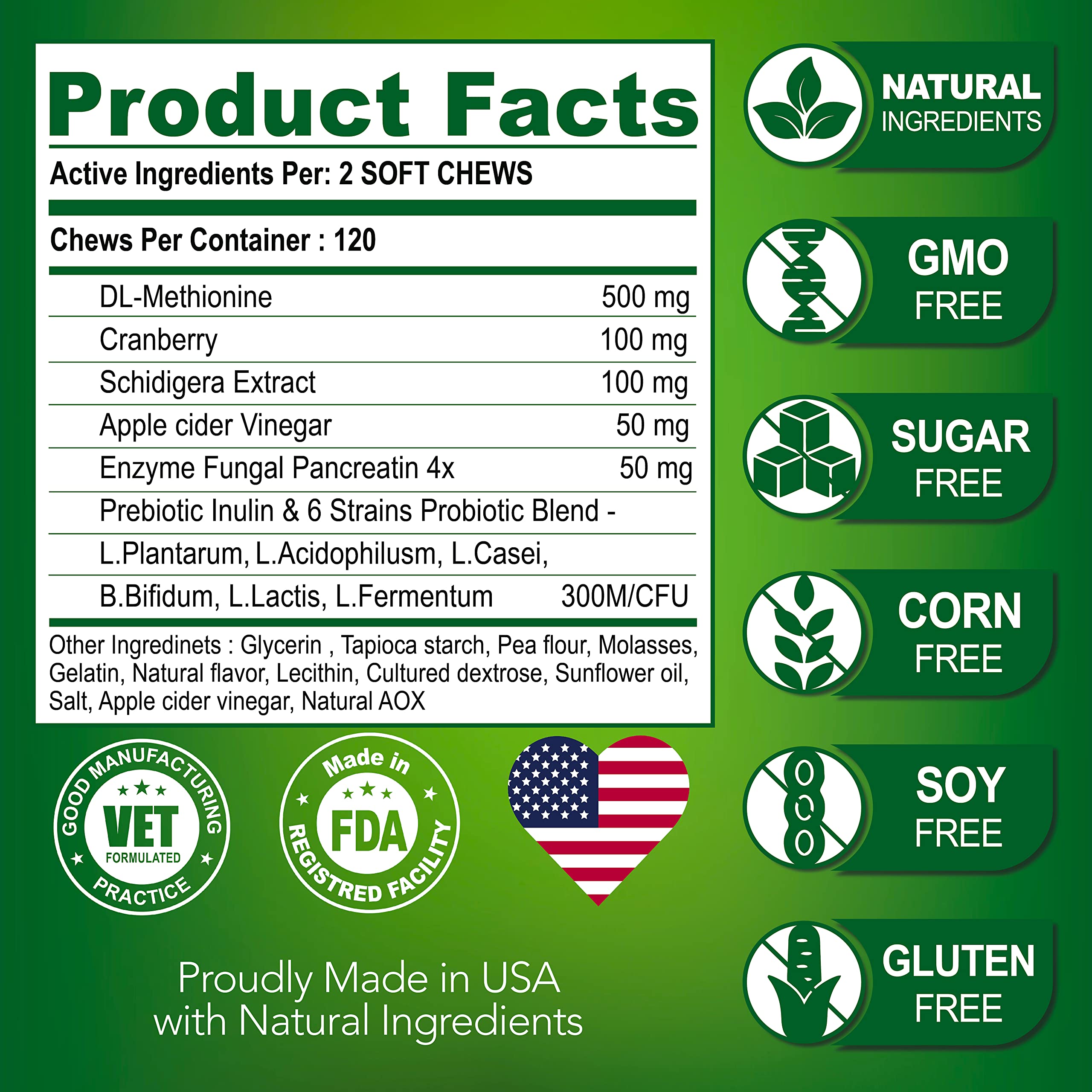 Vet Promise Made in USA label assures domestic production standards and ingredient oversight.