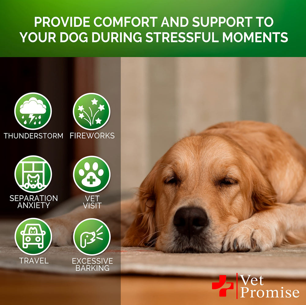Vet Promise natural ingredients chamomile valerian melatonin closeup emphasizes soothing botanicals