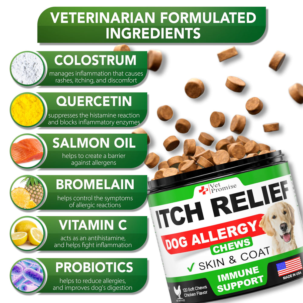 Vet Promise Omega-3 dog chews improve skin and coat health.