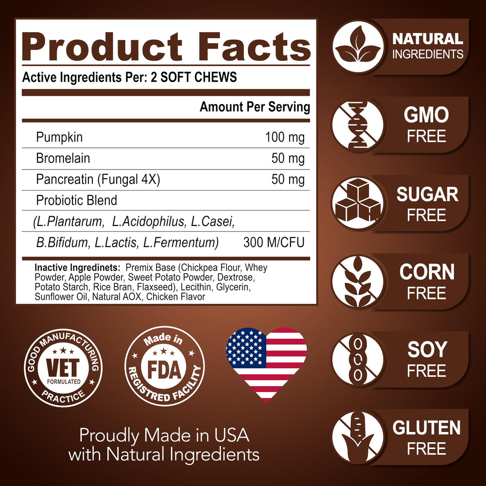 Vet Promise Super Poop Probiotics serving suggestion — 120 chews for daily gut health.