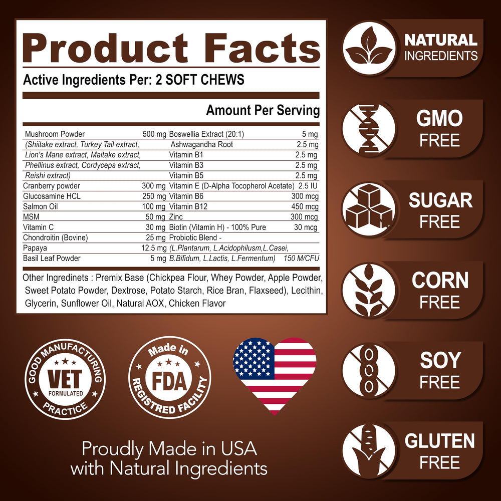 Vet Promise USA-made packaging reassures natural ingredients and trusted quality for dogs.