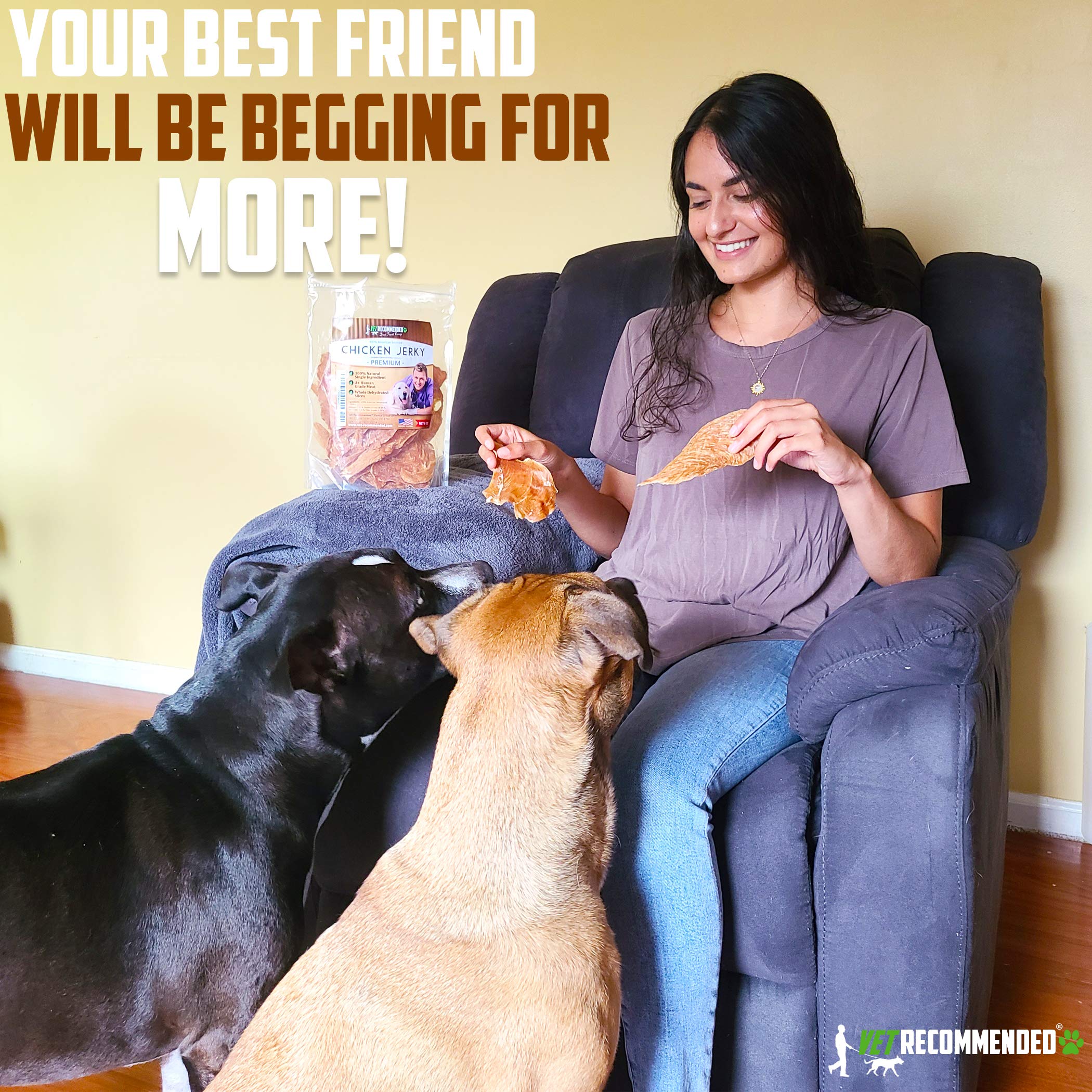 Vet Recommended chicken jerky training-treats panel, ideal for rewarding good behavior