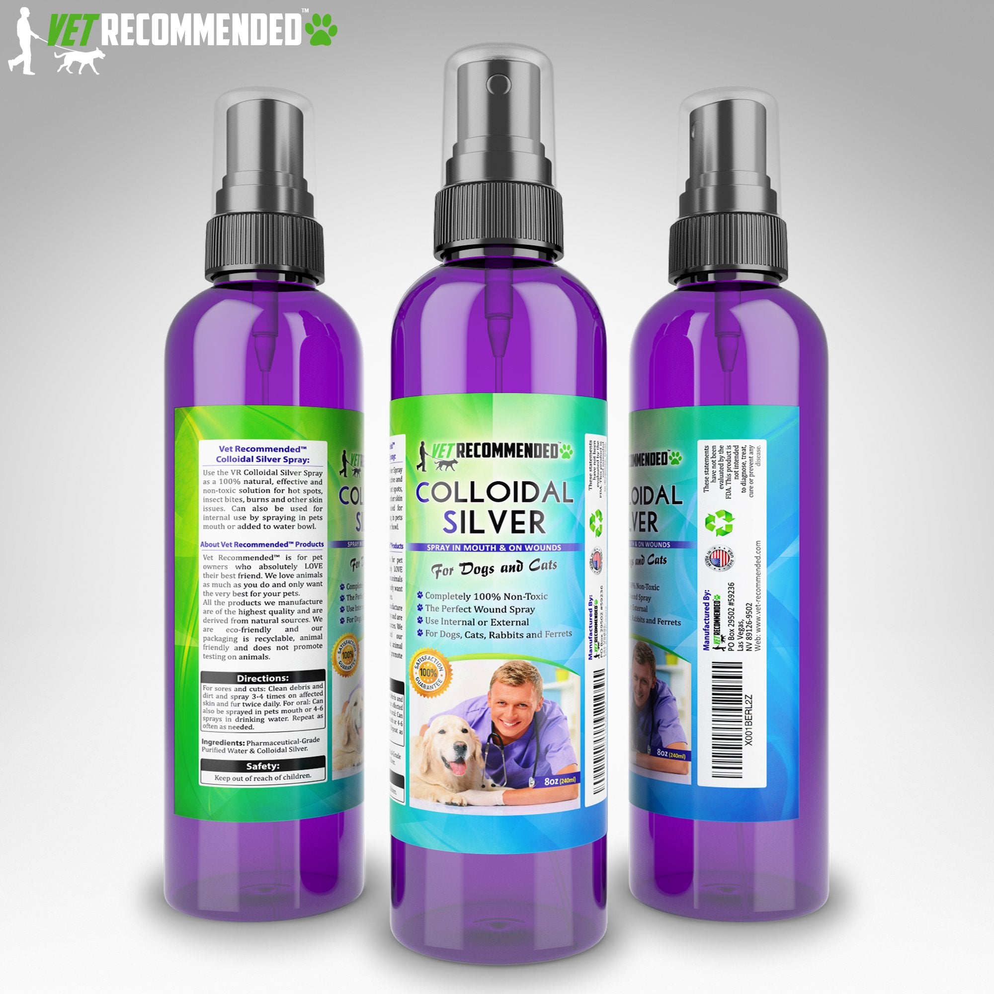 Vet Recommended colloidal silver for pet skin care.