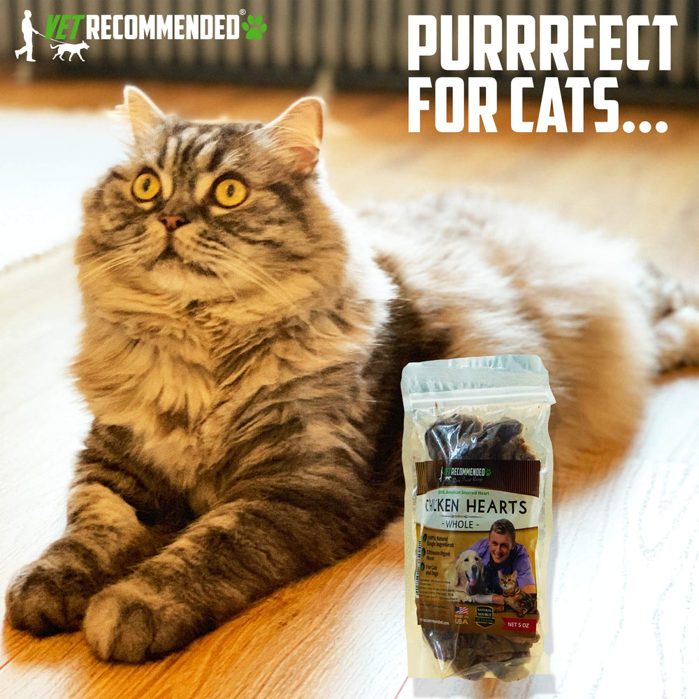 Vet Recommended taurine-rich chicken hearts, supporting heart-friendly nutrition.