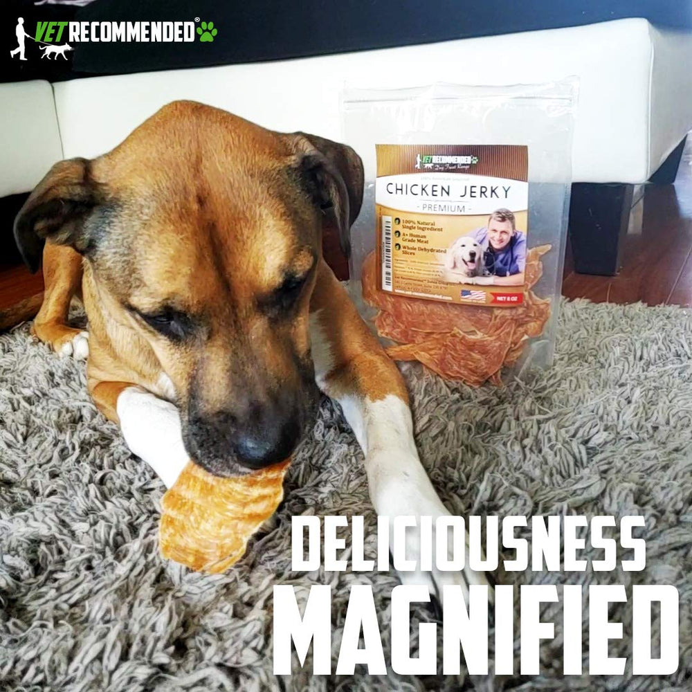 Vet Recommended USA-made chicken jerky pack, craft-made quality and American sourcing