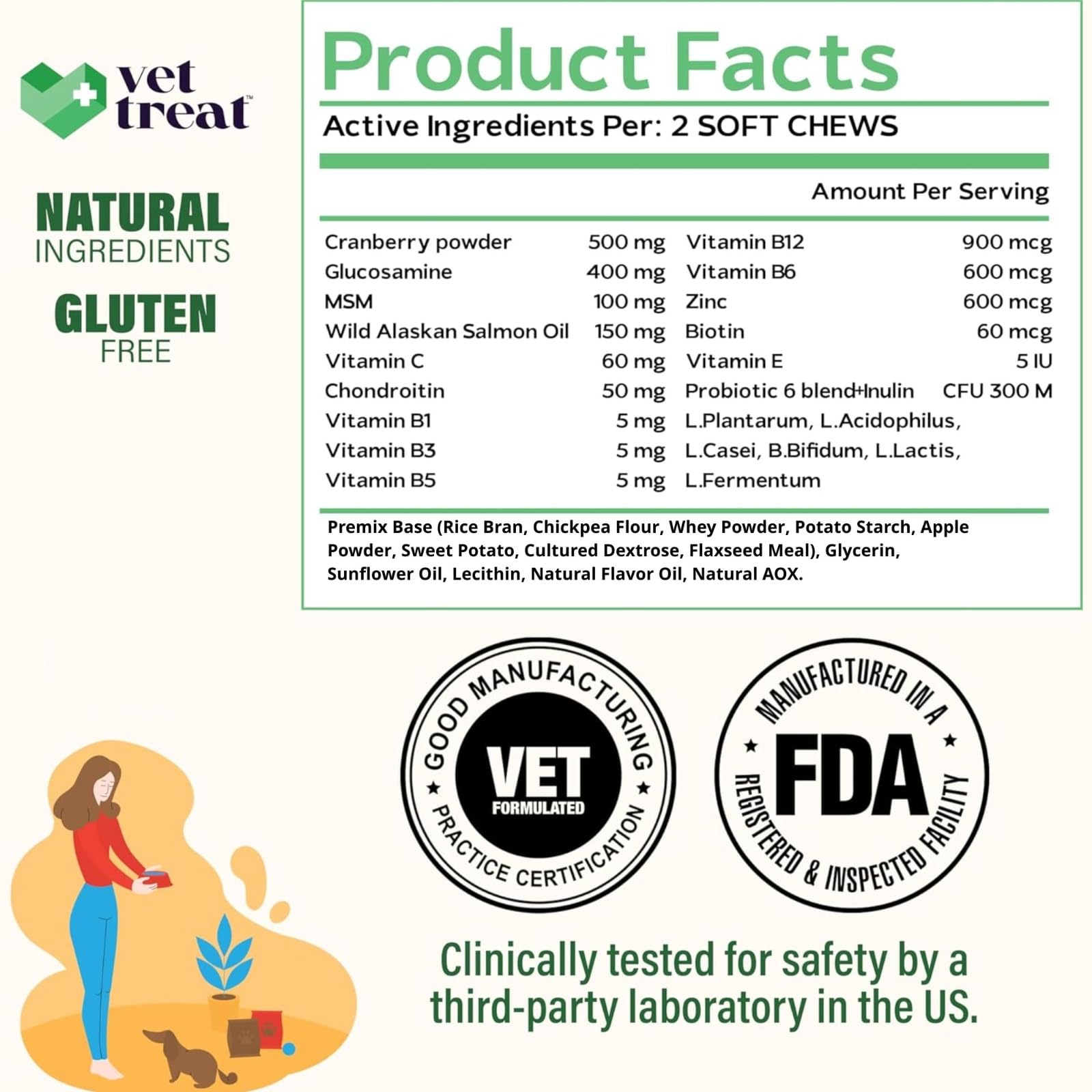 Vet Treat skin and coat support with probiotics and zinc for healthier digestion and shine