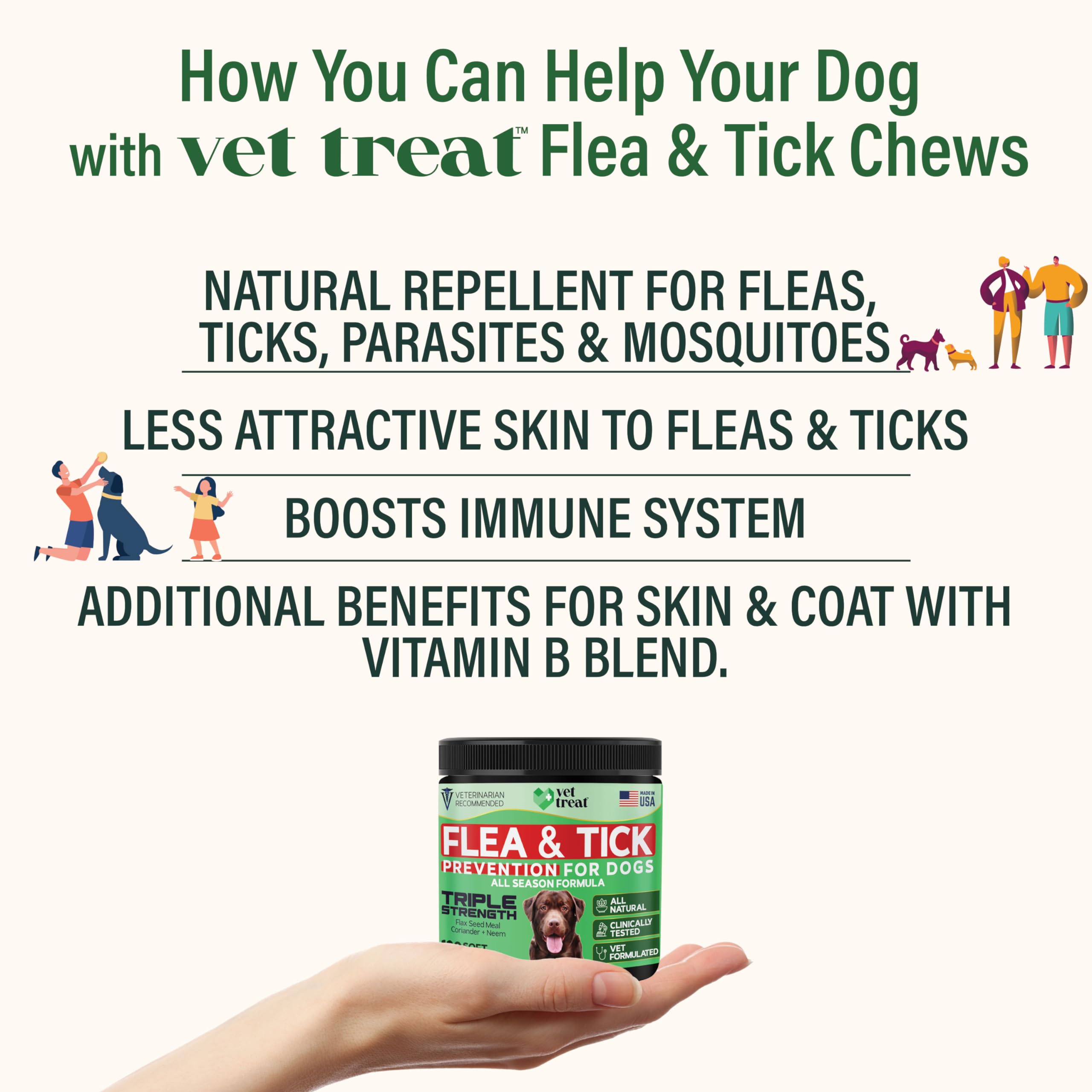 Vet Treat Flea and Tick Chews chicken-flavor treats on a serving dish.