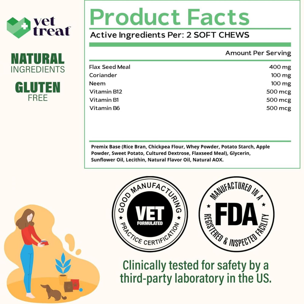 Vet Treat Flea and Tick Chews close-up of chicken-flavored chews.