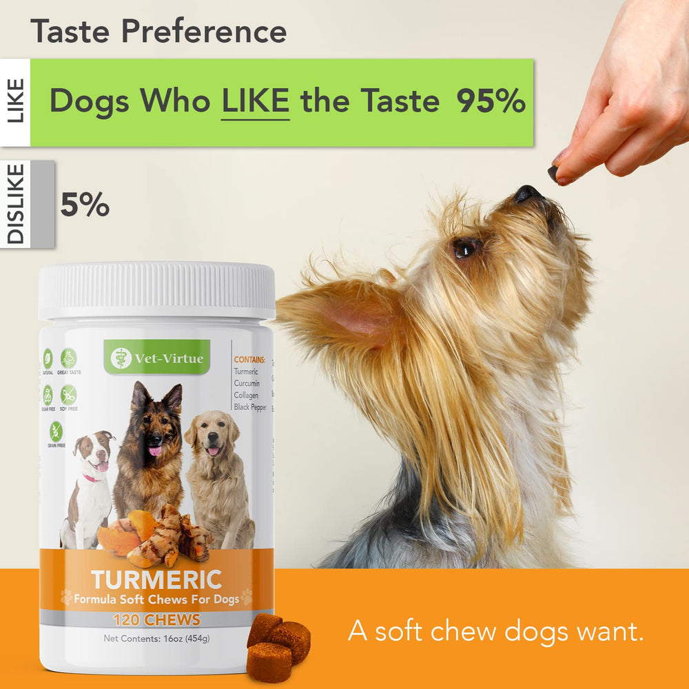 VET-VIRTUE USA-made turmeric dog supplement bottle with quality standards.