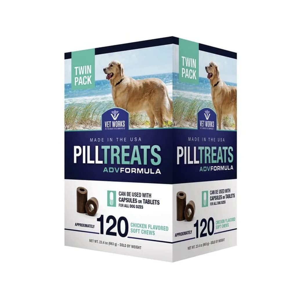 Vet Works 120-count box packaging open for convenient daily dosing.