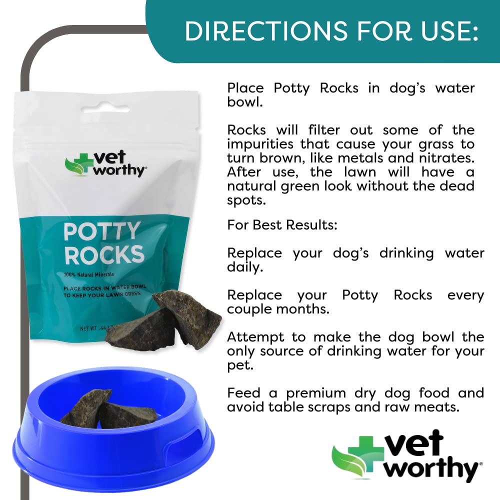 Vet Worthy Potty Rocks yard-green: helps keep grass vibrant around pet areas.
