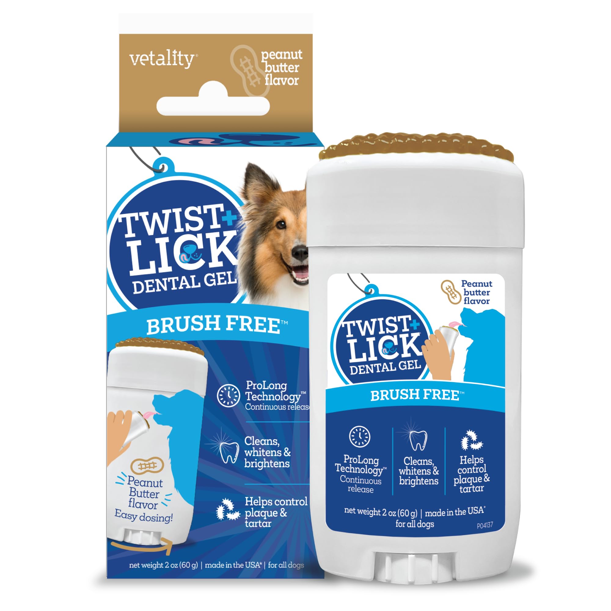 Vetality Twist and Lick dental gel dog-tube shows easy daily oral care.