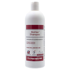 VetBiotek BioHex Shampoo bottle with antiseptic formula for dogs, cats, and horses.