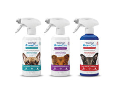 Vetericyn FoamCare spray application illustrates quick, gentle coat care for busy households.