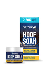 Vetericyn Hoof Soak 2-pack bottle supports routine hoof care for sole and frog damage.