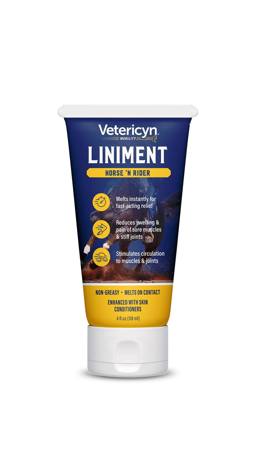 Vetericyn Mobility Liniment bottle showing menthol formula for soothing tired horse muscles