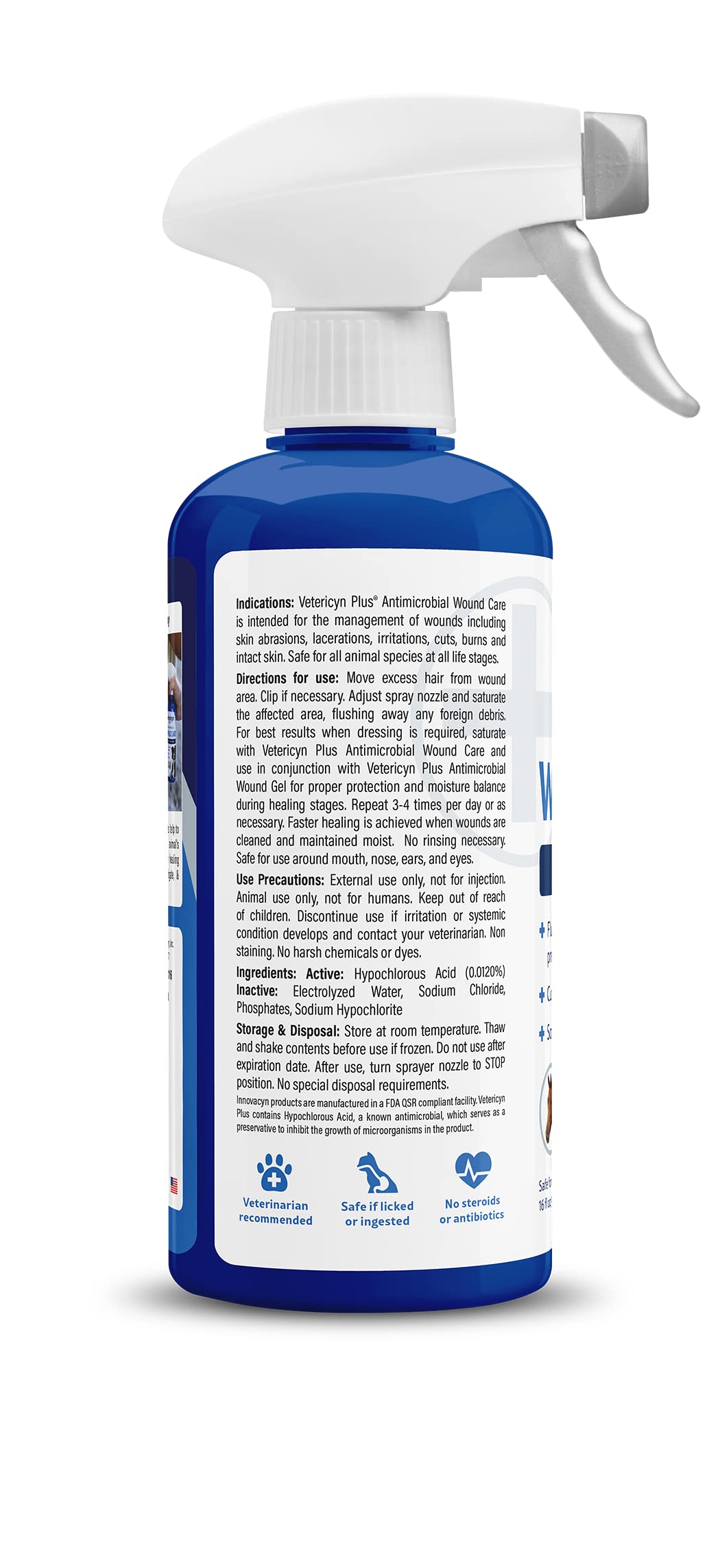 Vetericyn Plus dog wound care spray applying to skin for safe cleansing
