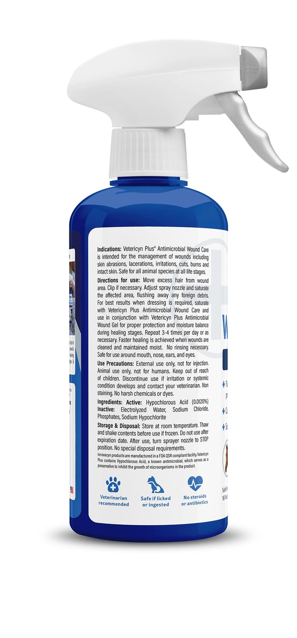 Vetericyn Plus dog wound care spray applying to skin for safe cleansing
